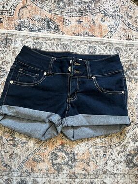 Paris Blues Navy Roll-Cuff Denim Shorts